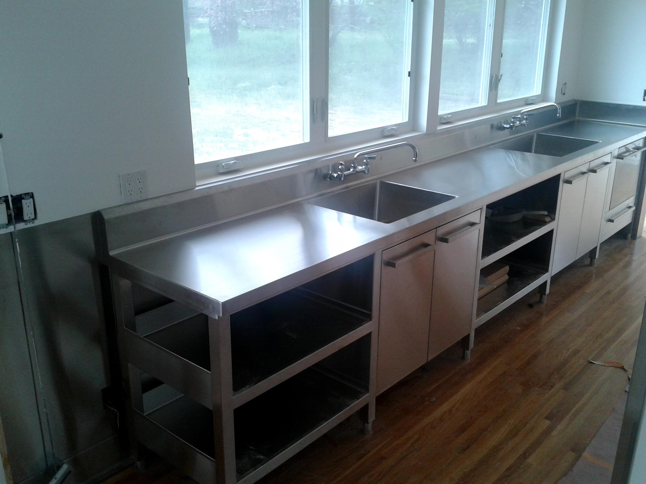 commercial stainless steel kitchen cabinet and double sink