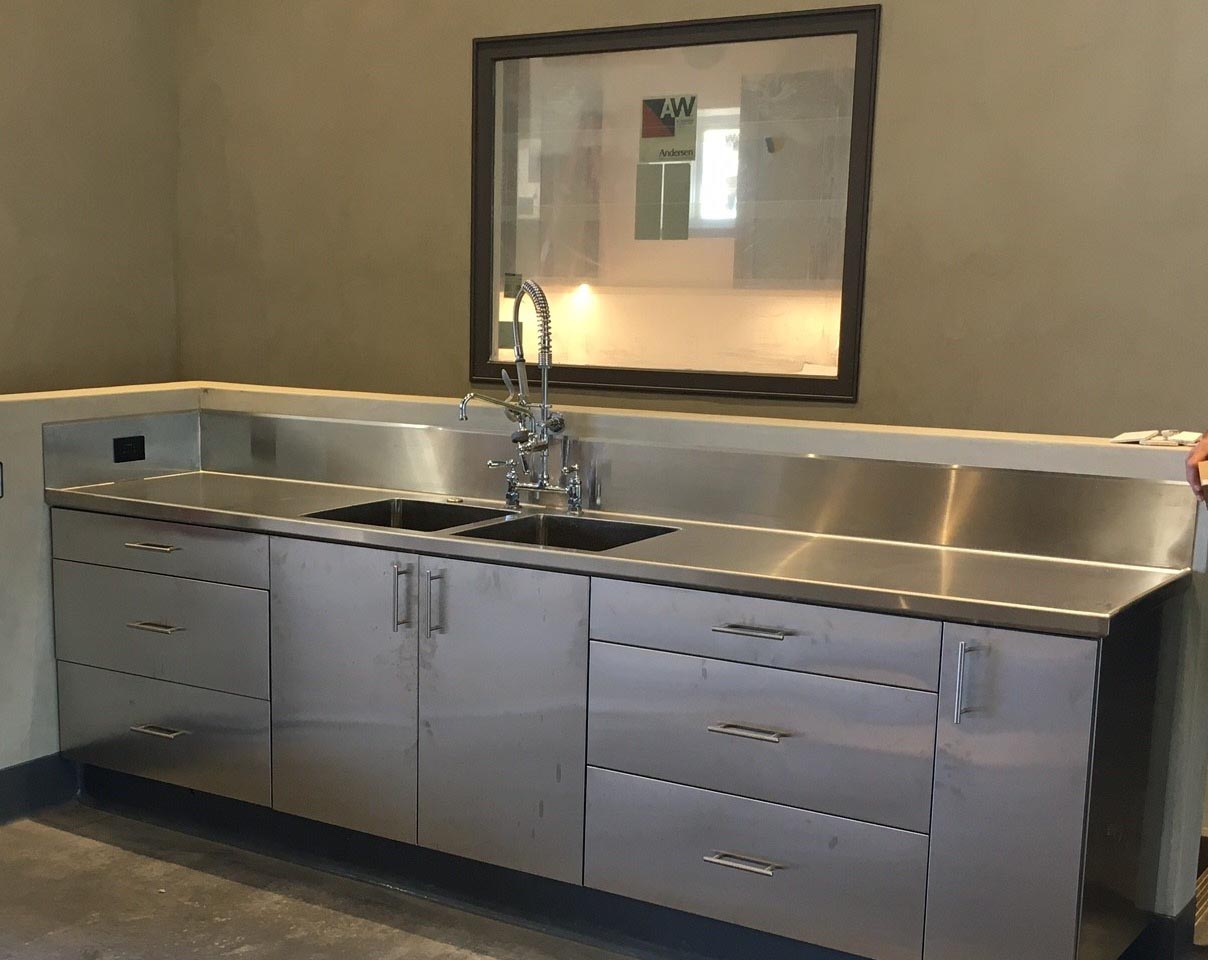 kitchen cabinet with built in stainless steel sink
