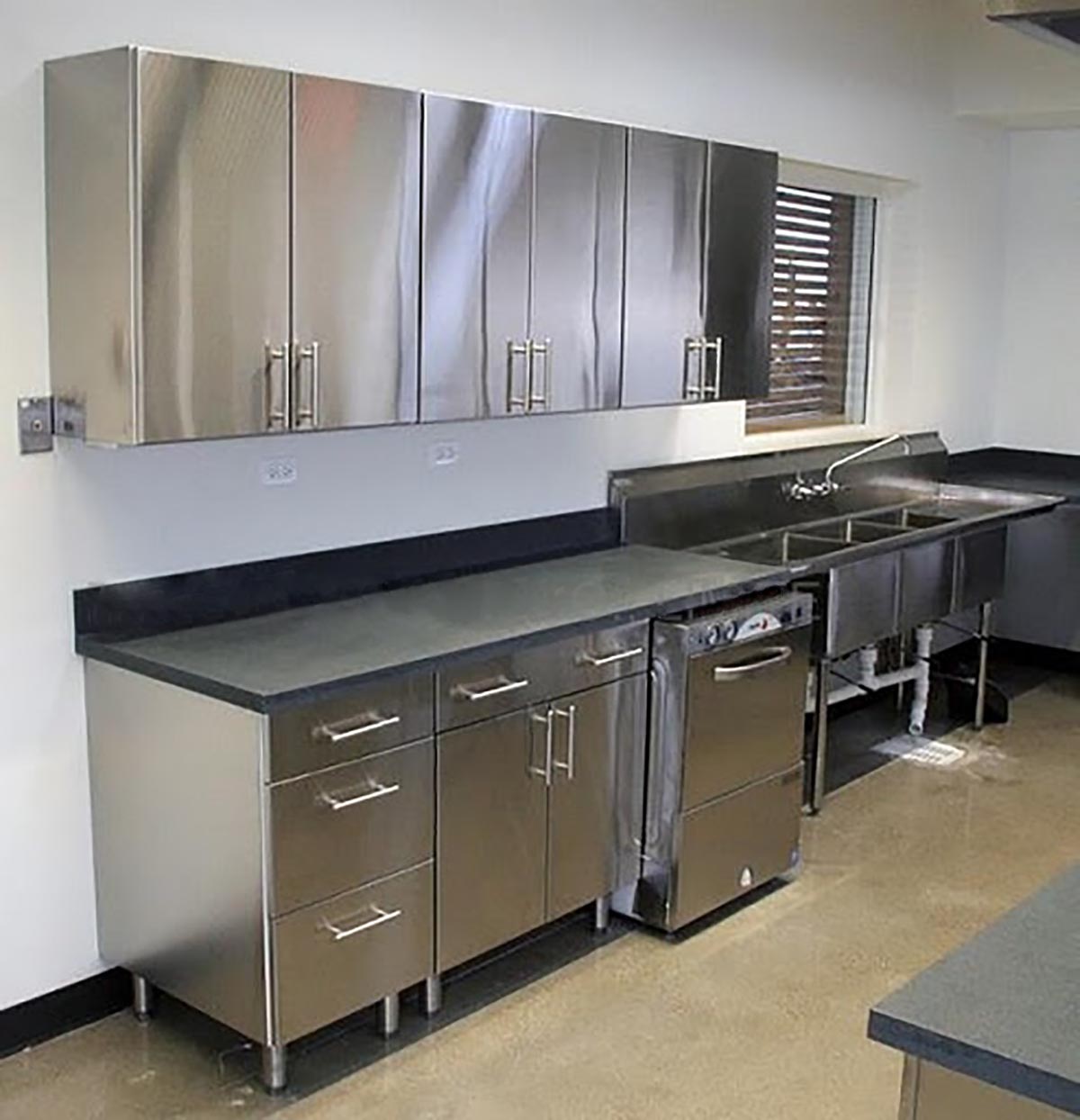 Stainless Steel commercial kitchen cabinets.